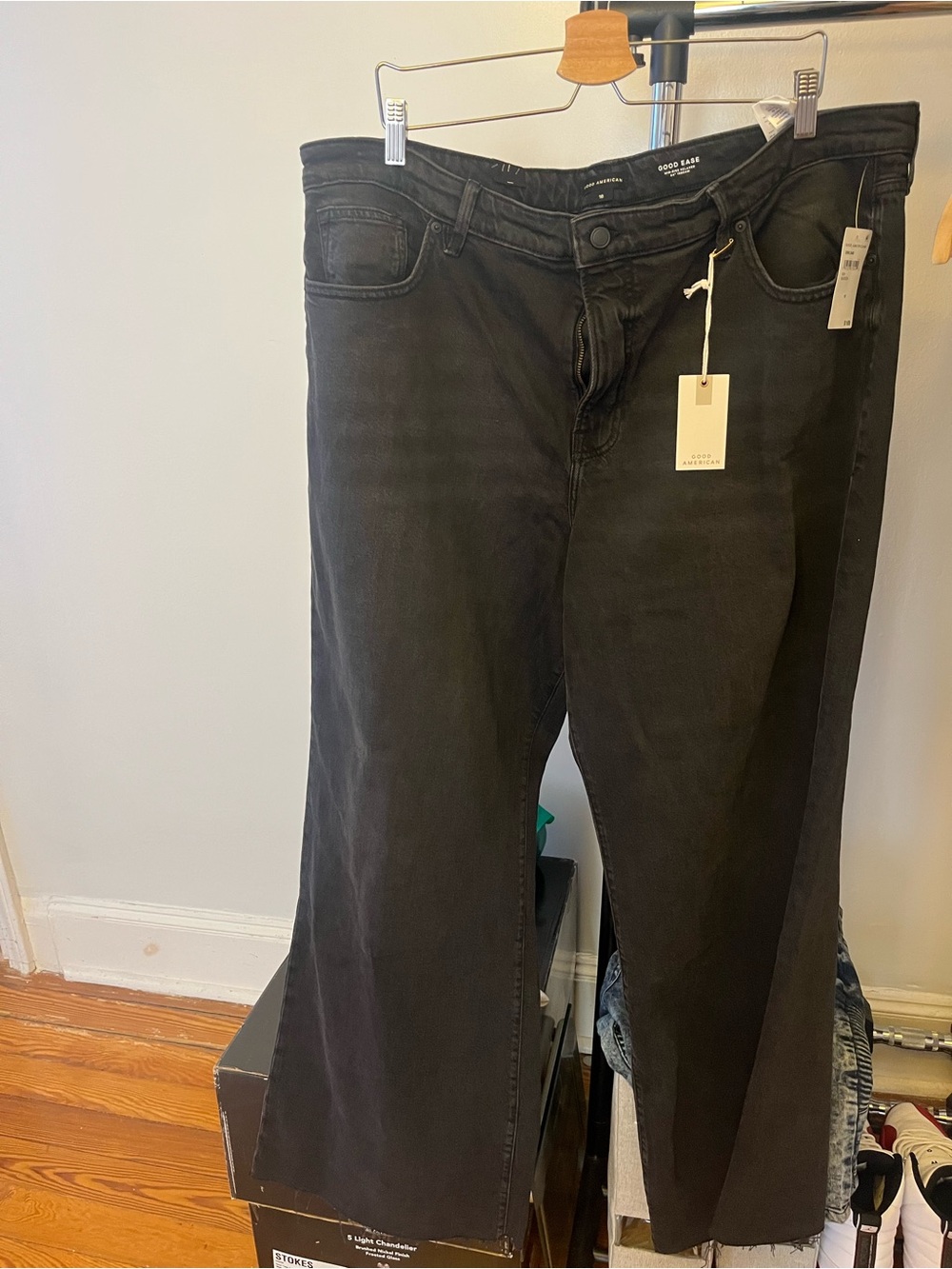 Good American Black Wide-Leg High-Rise Jeans
